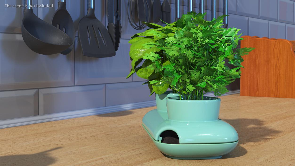 Herbs in Double Pot Sagaform Green 3D model