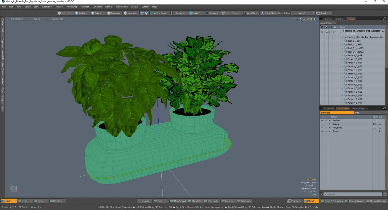 Herbs in Double Pot Sagaform Green 3D model