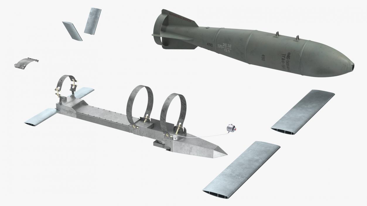 3D model Russian FAB 500 M62 Air Bomb with UMPK 2