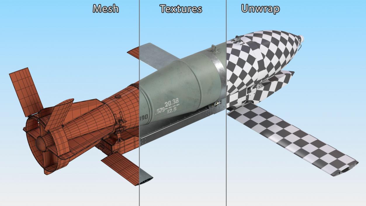 3D model Russian FAB 500 M62 Air Bomb with UMPK 2