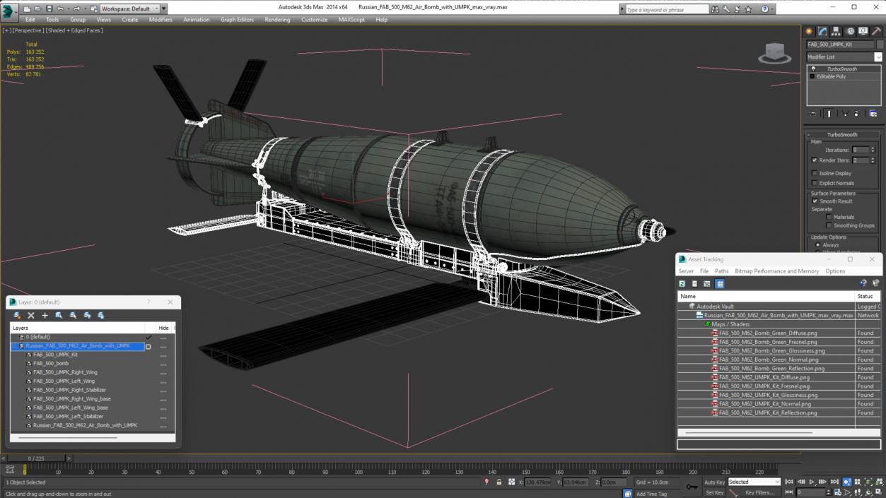 3D model Russian FAB 500 M62 Air Bomb with UMPK 2