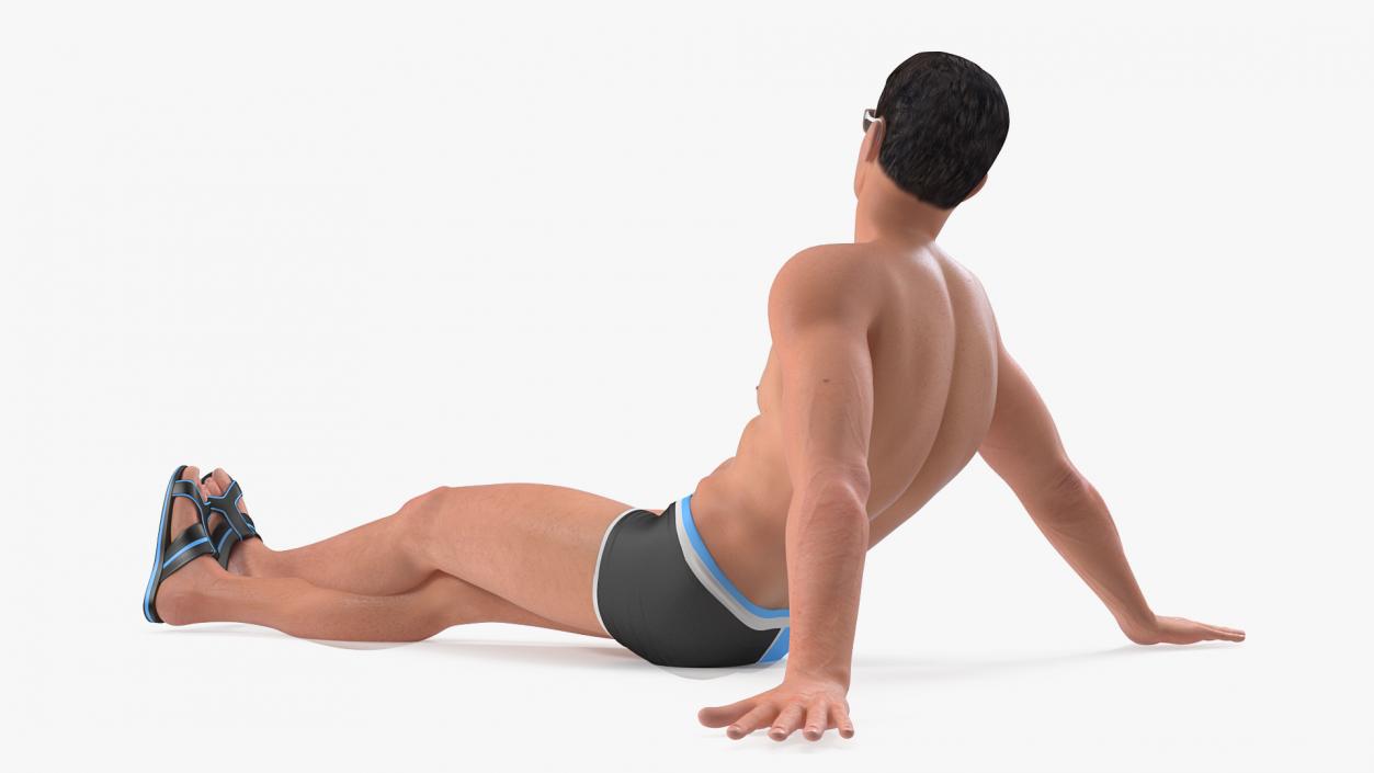 3D Man in Swimwear Sitting Pose model