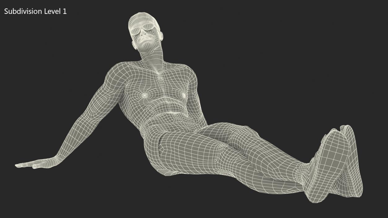 3D Man in Swimwear Sitting Pose model