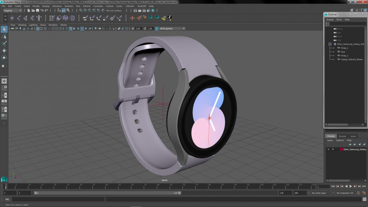 3D model Silver Samsung Galaxy Watch 5 Small 40mm