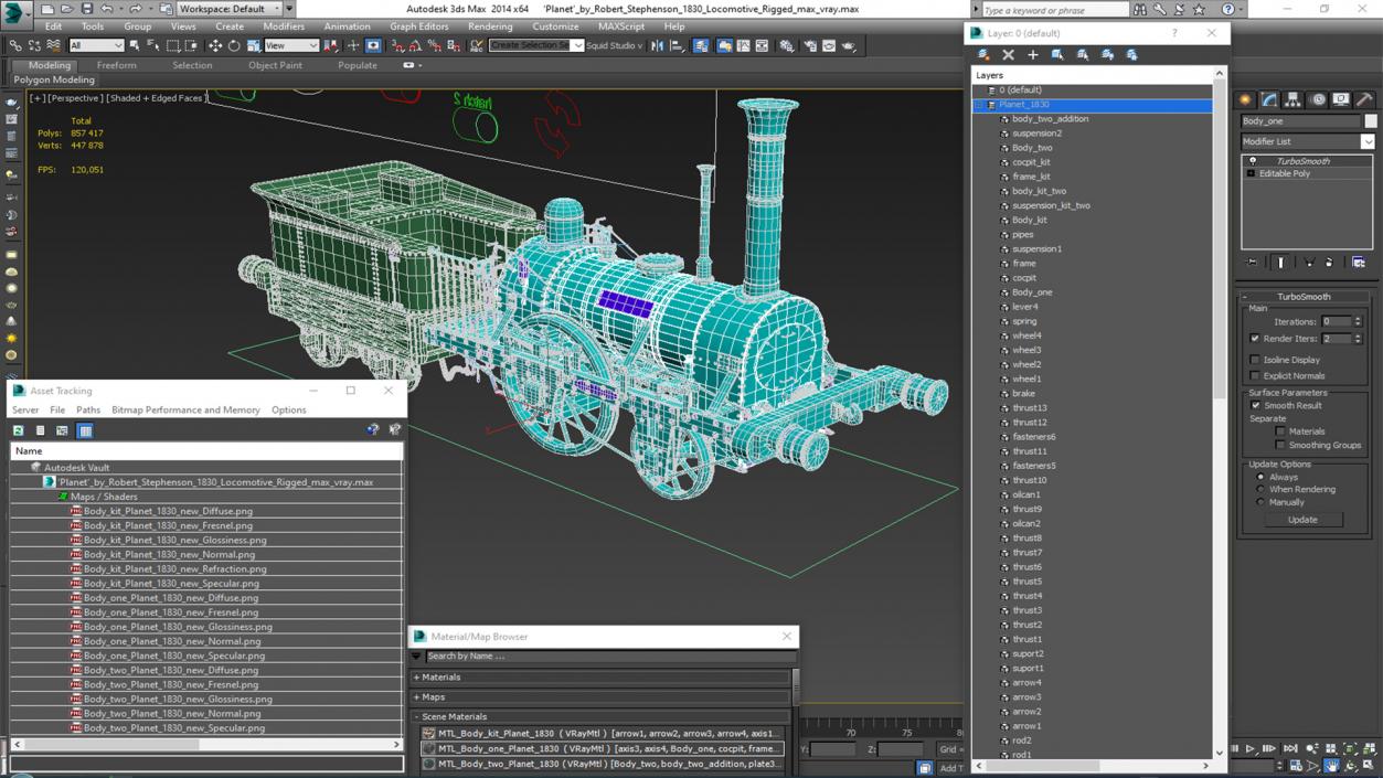 3D model Planet by Robert Stephenson 1830 Locomotive Rigged