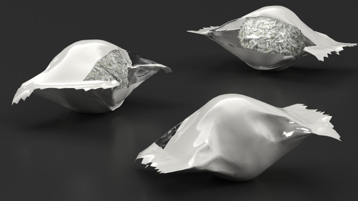 White Chocolate Candy Ball in Wrapper 3D