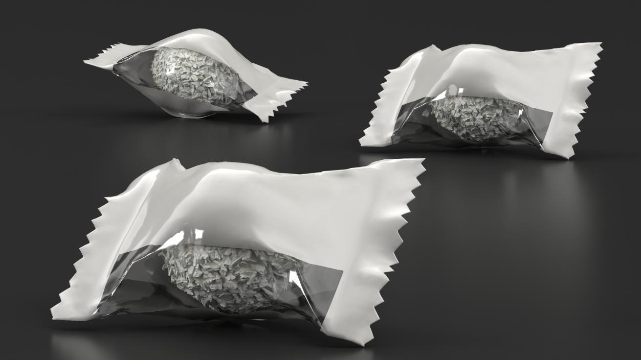 White Chocolate Candy Ball in Wrapper 3D