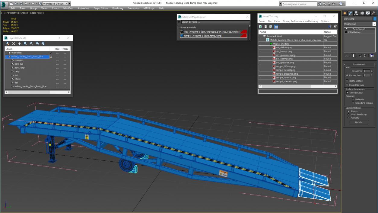 Mobile Loading Dock Ramp Blue 3D model