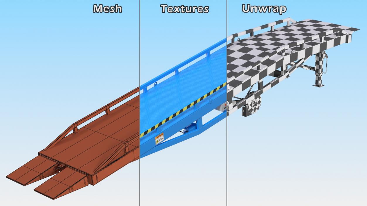 Mobile Loading Dock Ramp Blue 3D model