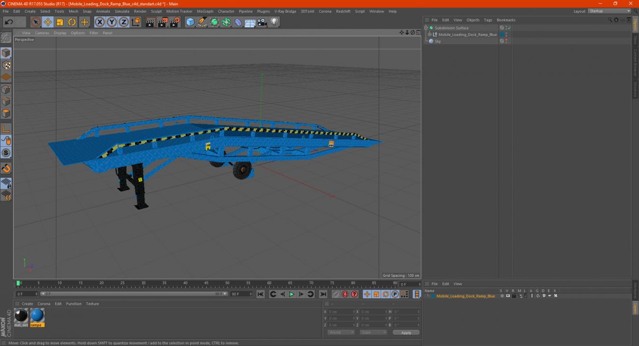 Mobile Loading Dock Ramp Blue 3D model