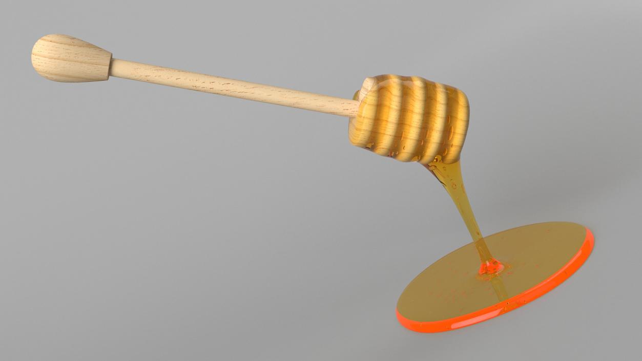 3D Honey Dripping from Wooden Honey Drizzler