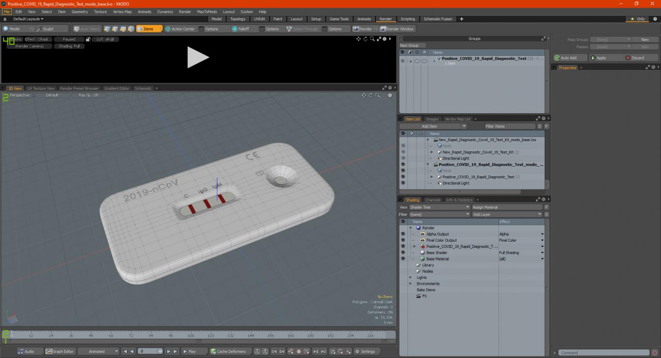 Positive COVID 19 Rapid Diagnostic Test 3D model