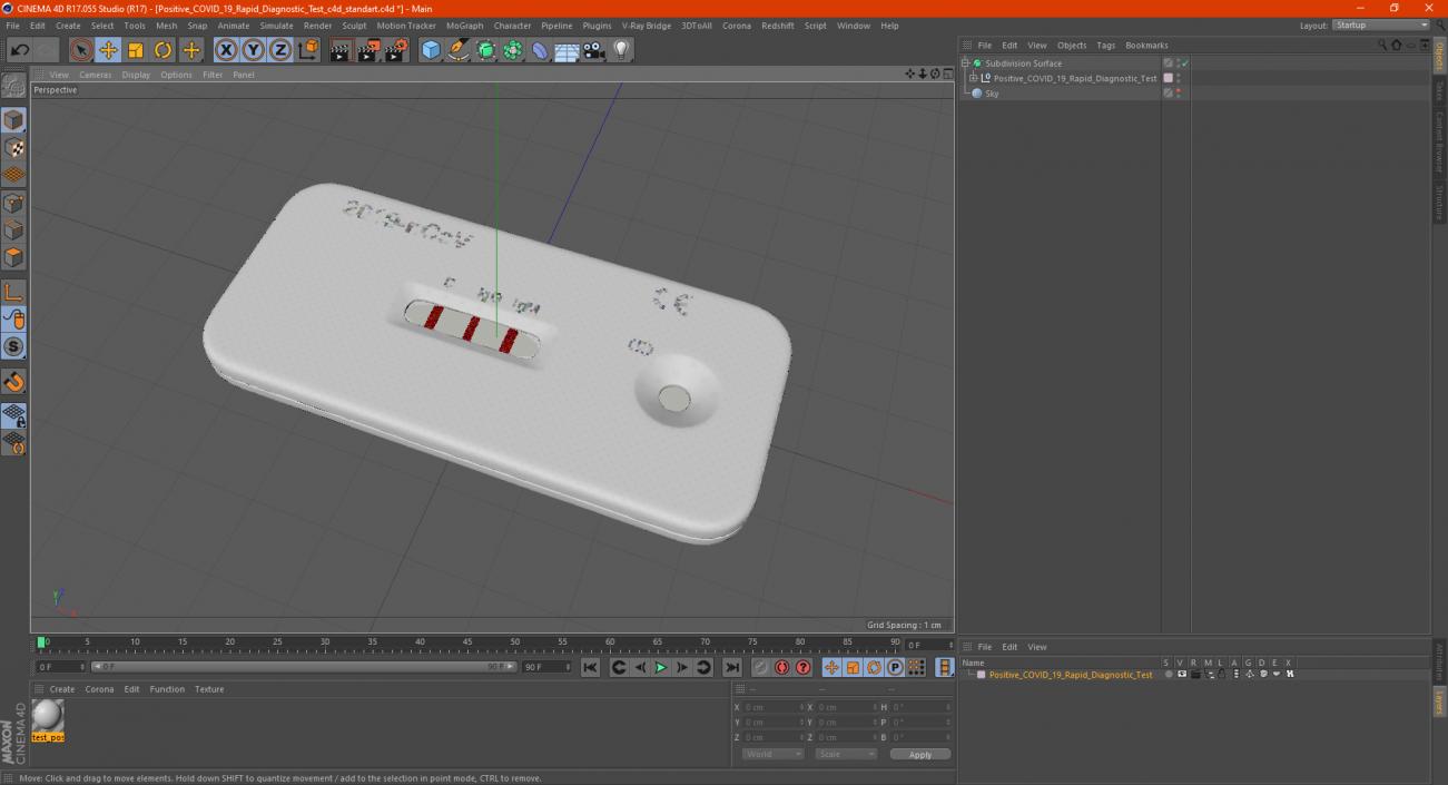 Positive COVID 19 Rapid Diagnostic Test 3D model