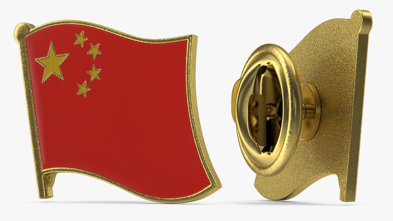 China National Flag Lapel Pin 3D model