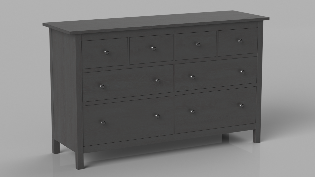 3D Hemnes Ikea 8 Drawer Dresser Dark Gray model