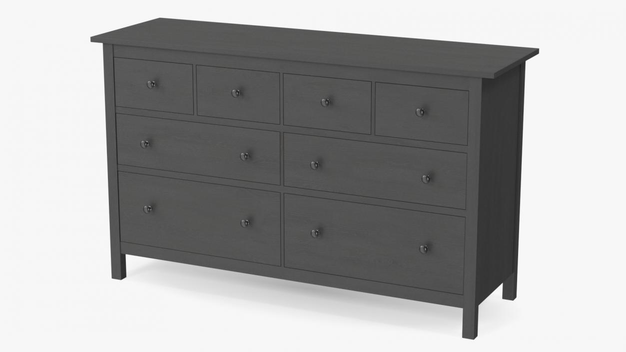 3D Hemnes Ikea 8 Drawer Dresser Dark Gray model