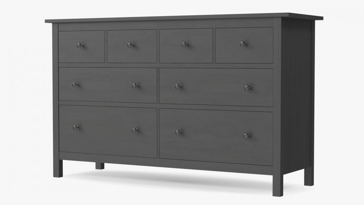 3D Hemnes Ikea 8 Drawer Dresser Dark Gray model