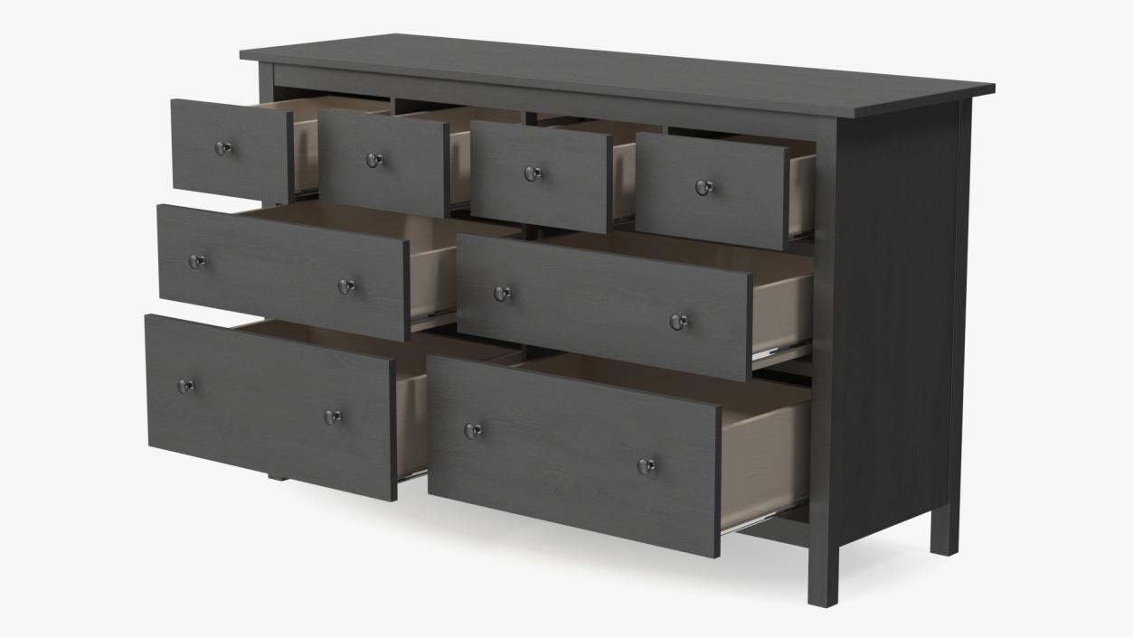 3D Hemnes Ikea 8 Drawer Dresser Dark Gray model