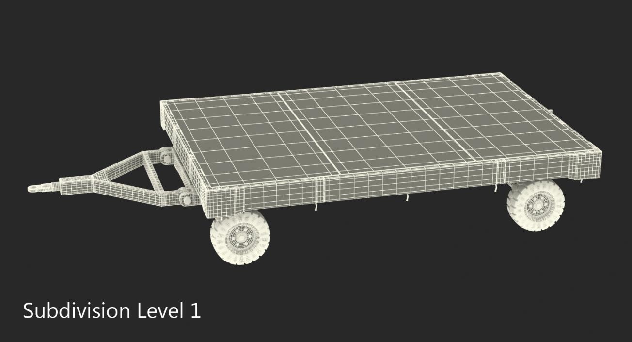 3D model Airport Baggage Trailer Rigged