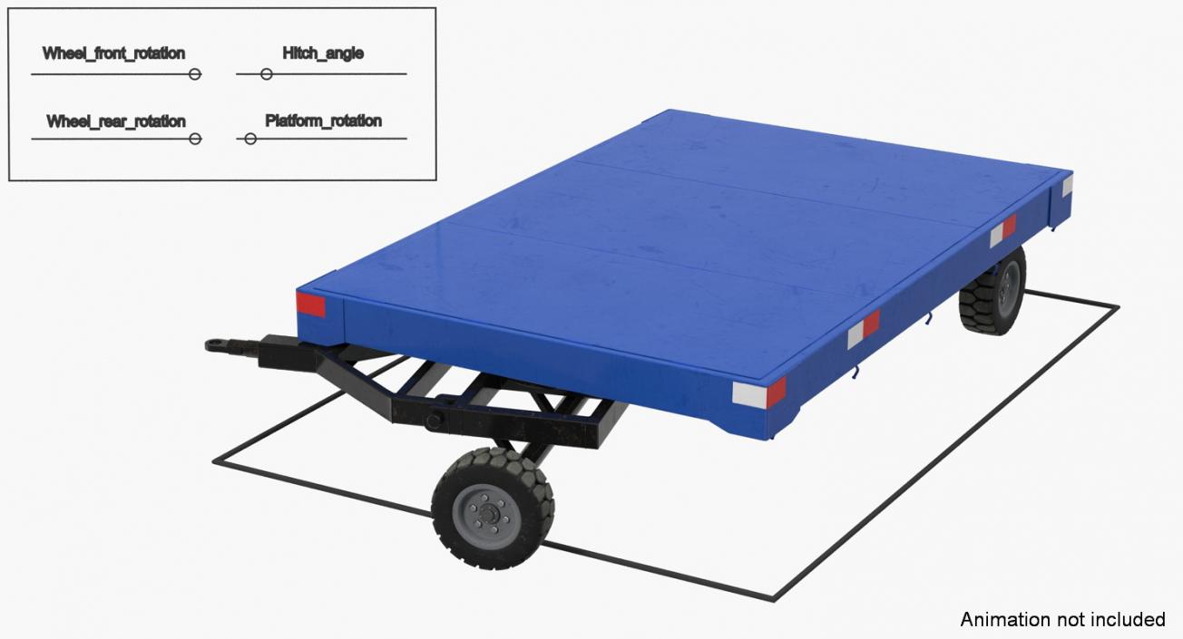 3D model Airport Baggage Trailer Rigged