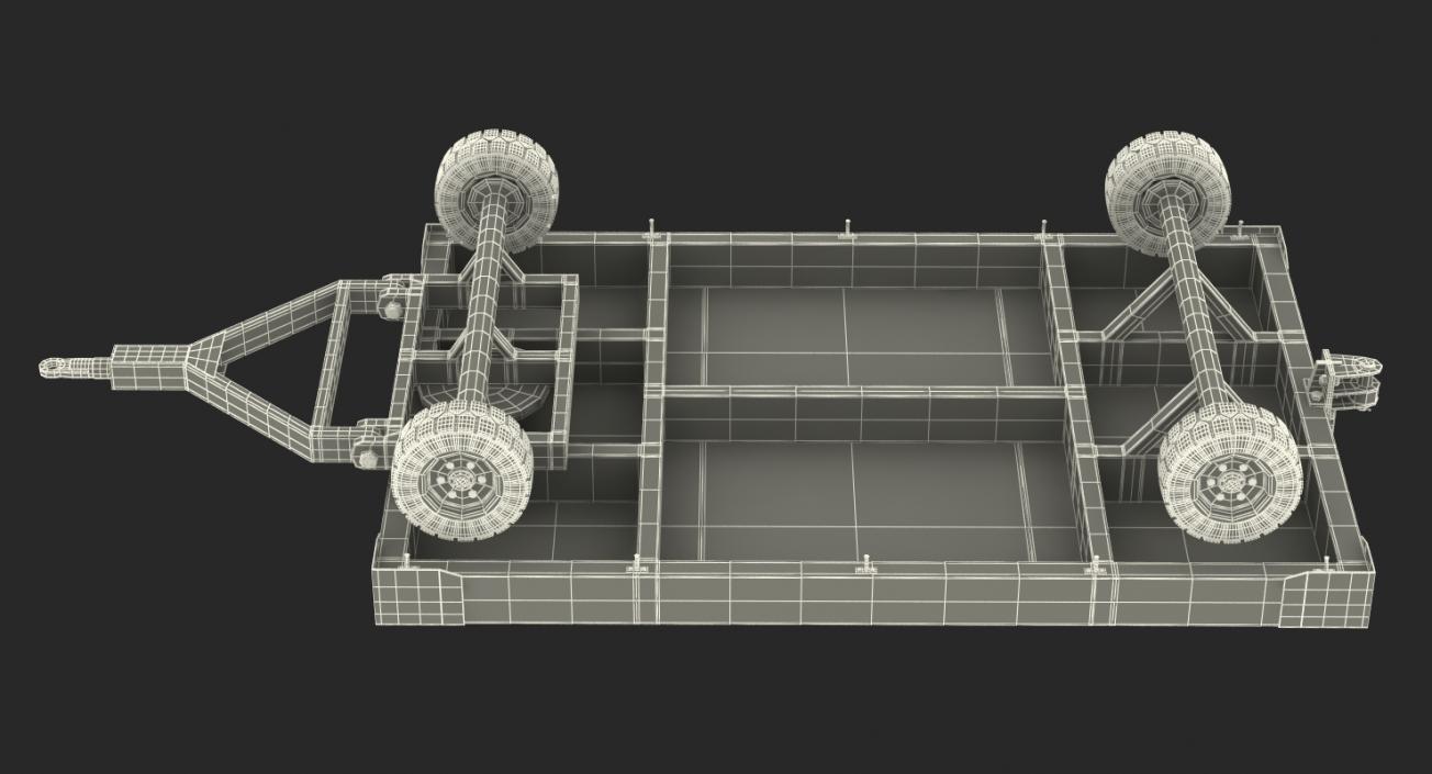 3D model Airport Baggage Trailer Rigged