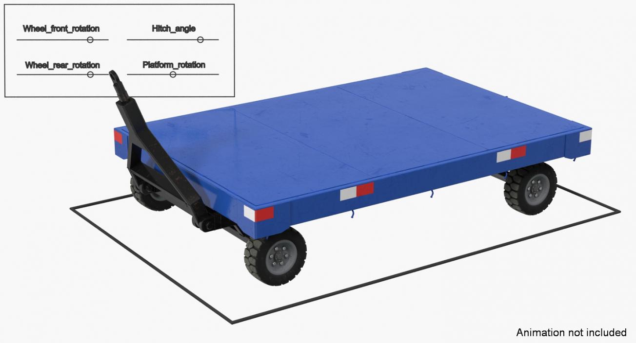 3D model Airport Baggage Trailer Rigged