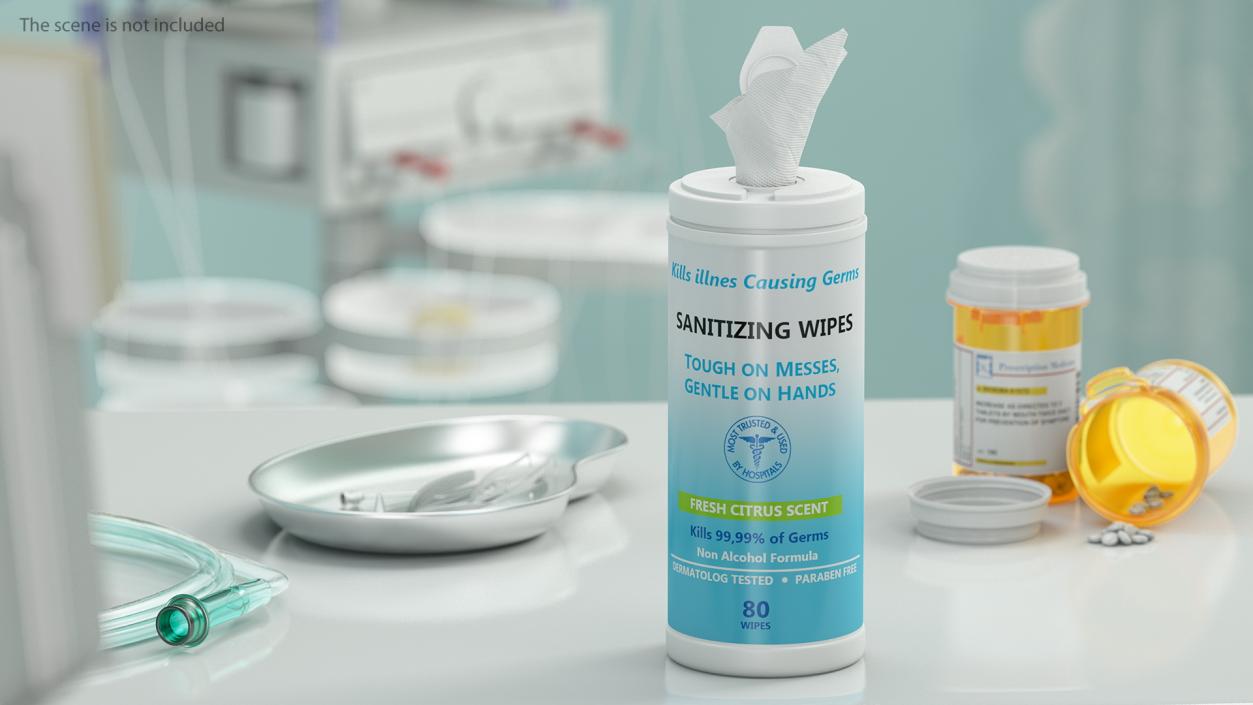 Opened Sanitizing Wipes 80 Count Small Canister 3D