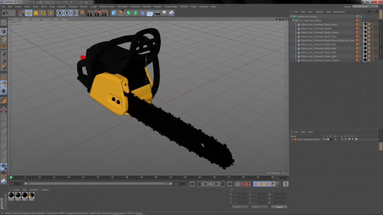 Gas Chainsaw Yellow 3D model