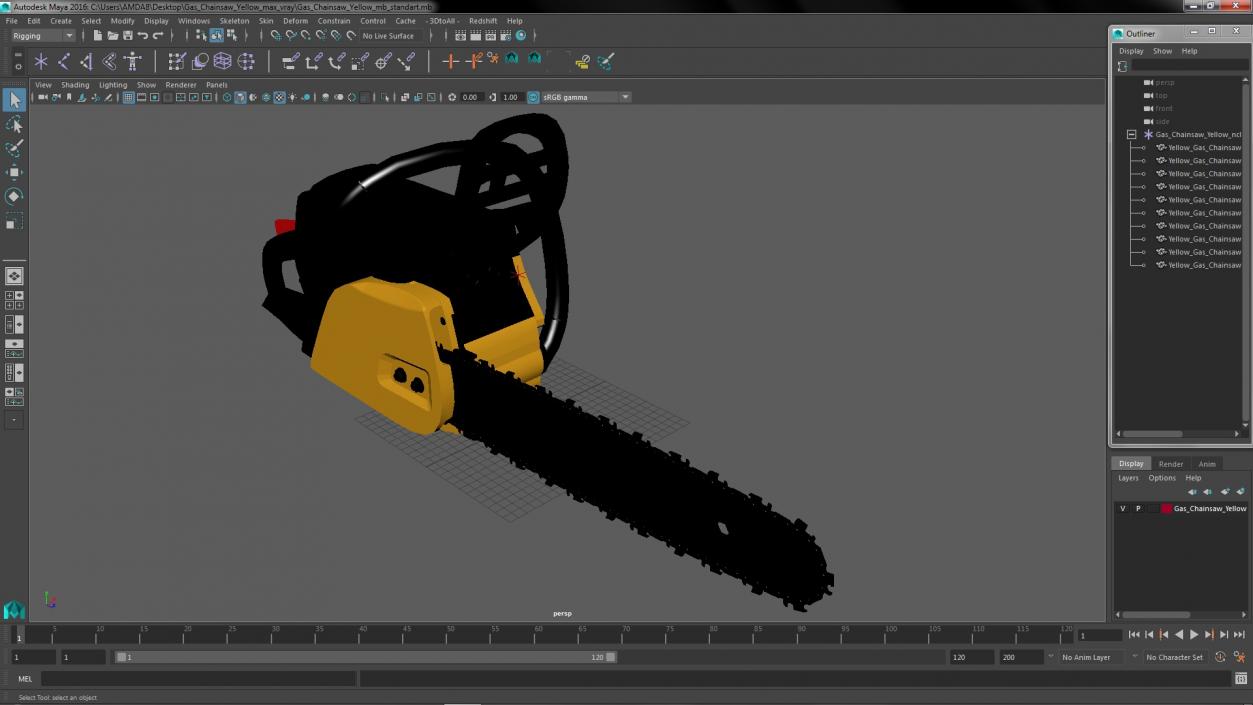 Gas Chainsaw Yellow 3D model