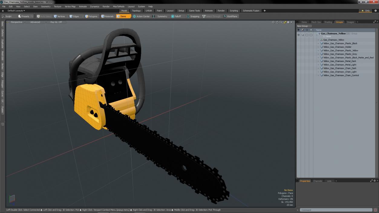 Gas Chainsaw Yellow 3D model