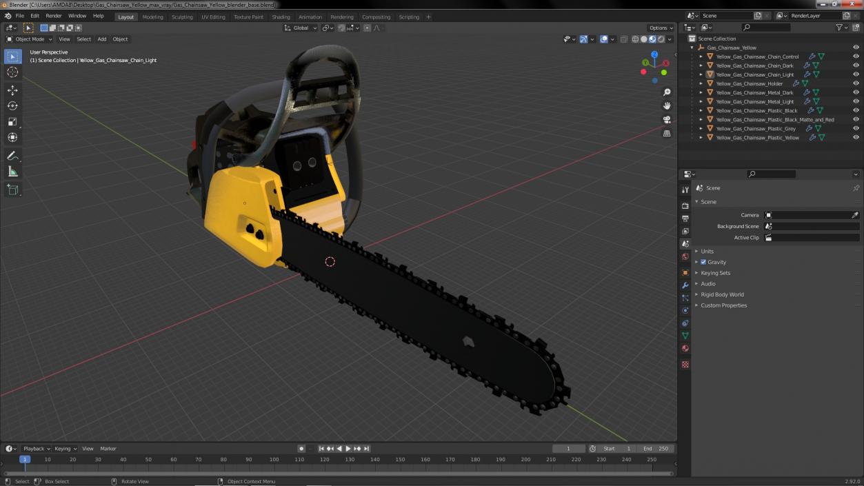 Gas Chainsaw Yellow 3D model