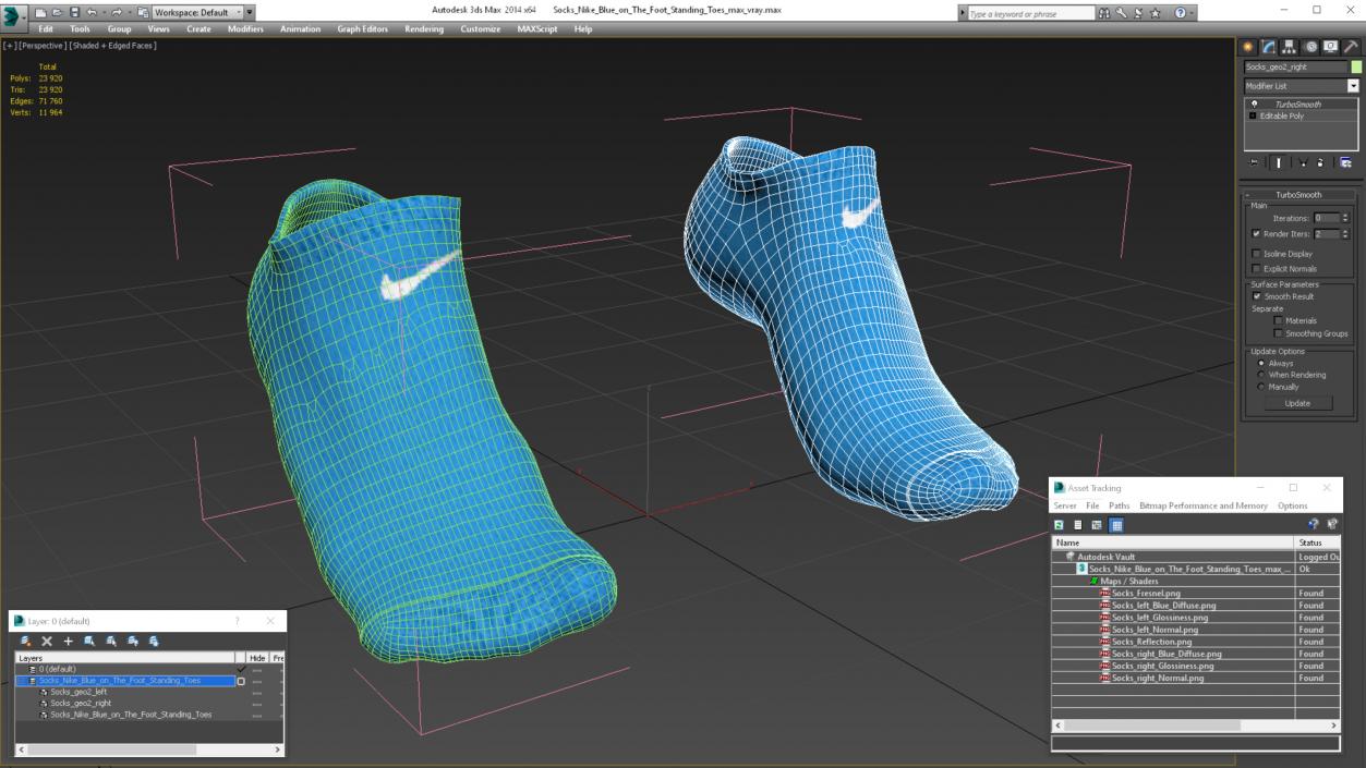 3D Socks Nike Blue on The Foot Standing Toes