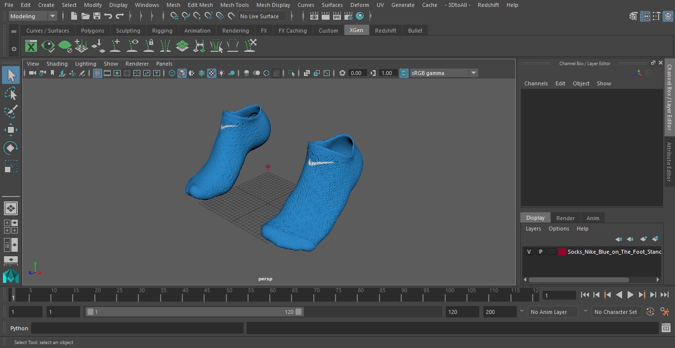 3D Socks Nike Blue on The Foot Standing Toes