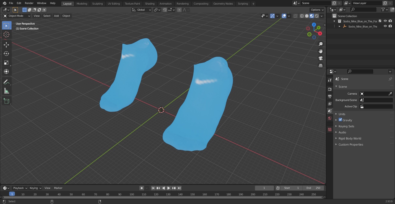 3D Socks Nike Blue on The Foot Standing Toes