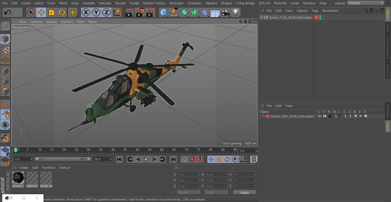 3D Green T129 ATAK Helicopter