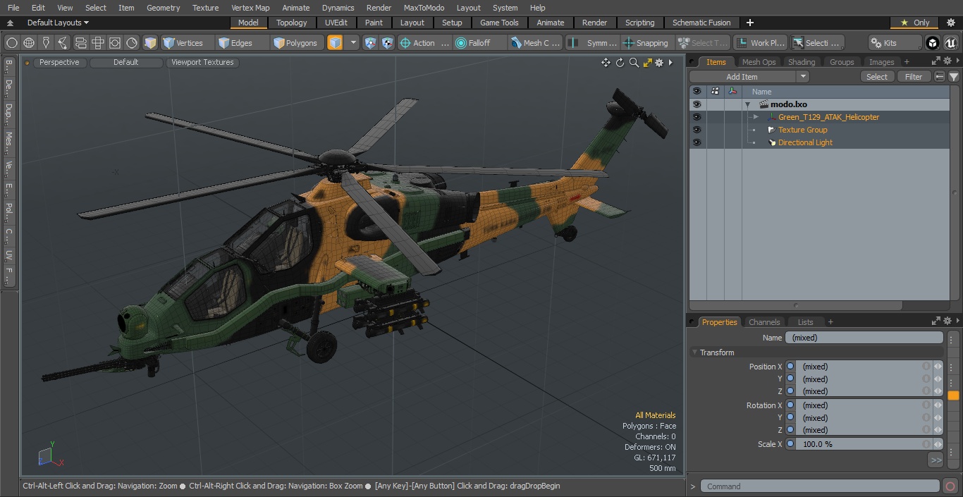 3D Green T129 ATAK Helicopter