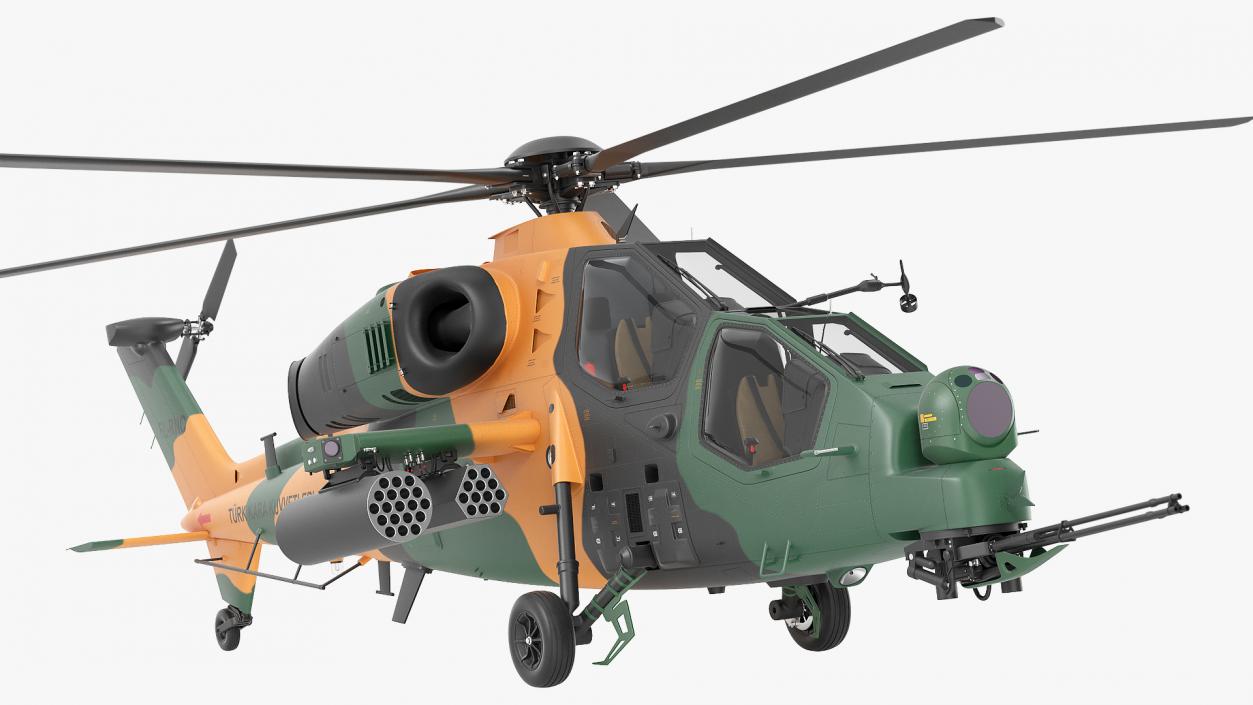 3D Green T129 ATAK Helicopter