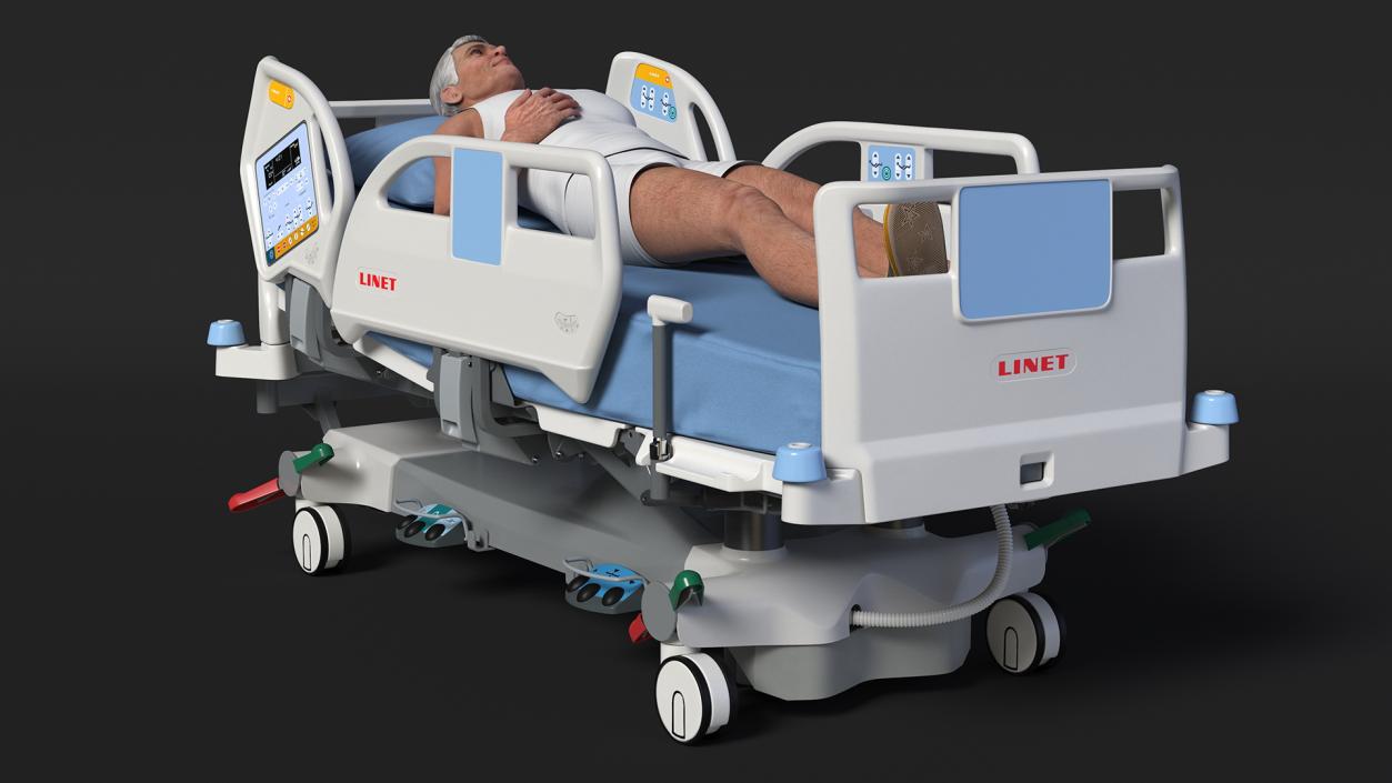 Patient on LINET Intensive Care Bed 2 3D