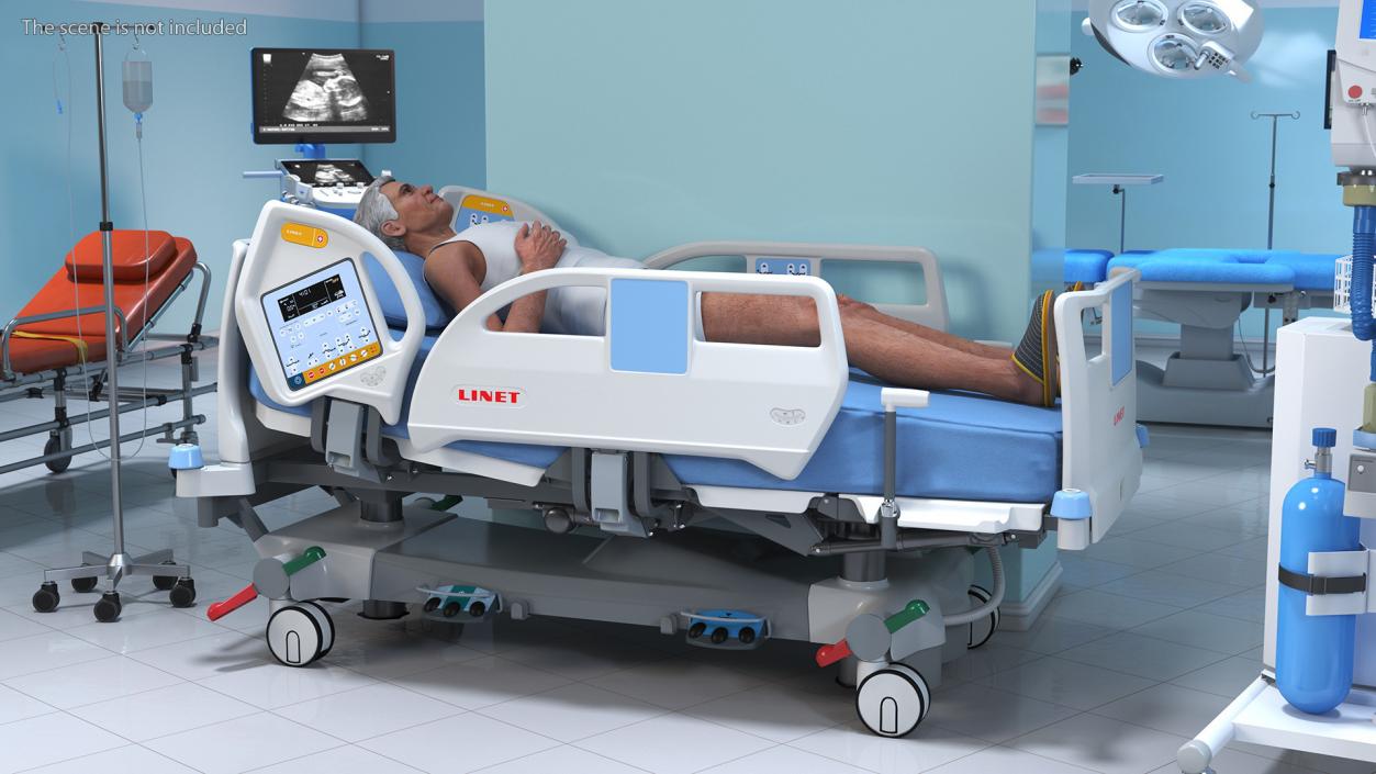 Patient on LINET Intensive Care Bed 2 3D