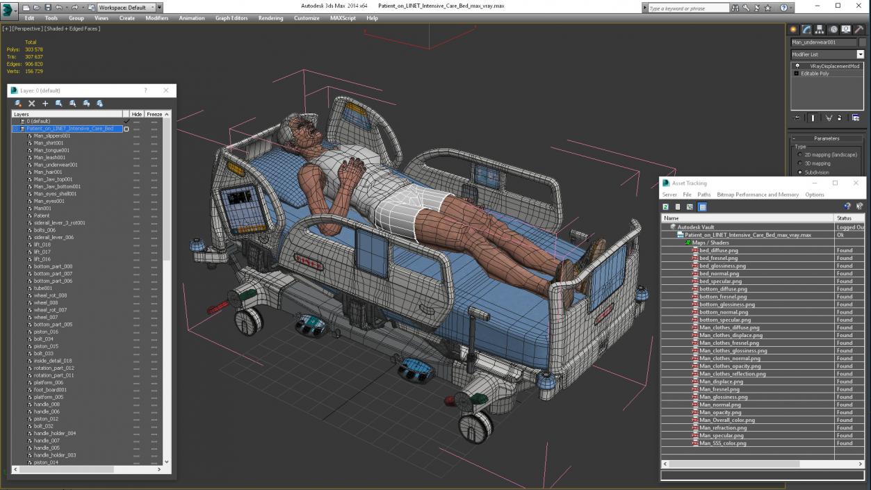 Patient on LINET Intensive Care Bed 2 3D