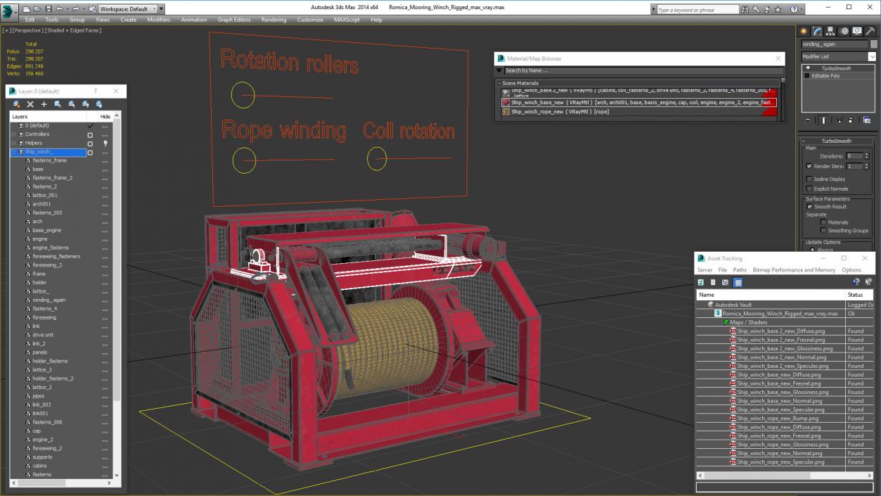 Romica Mooring Winch Rigged 3D