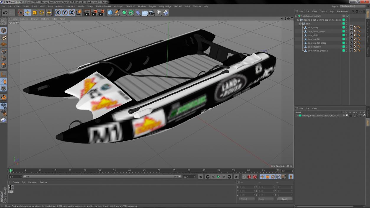 Racing Boat Gemini Zapcat F1 Black 3D model