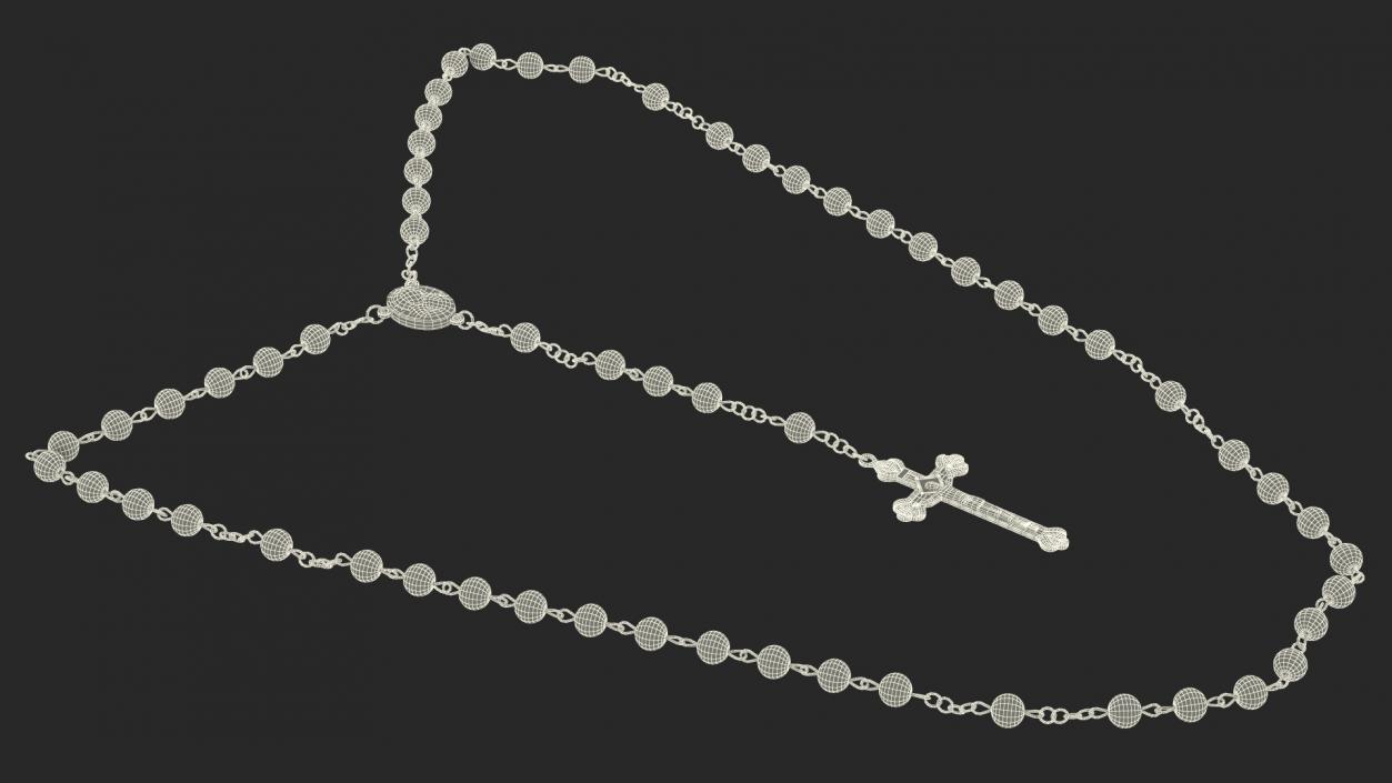 3D model Christian Rosary Beads with Crucifix Red