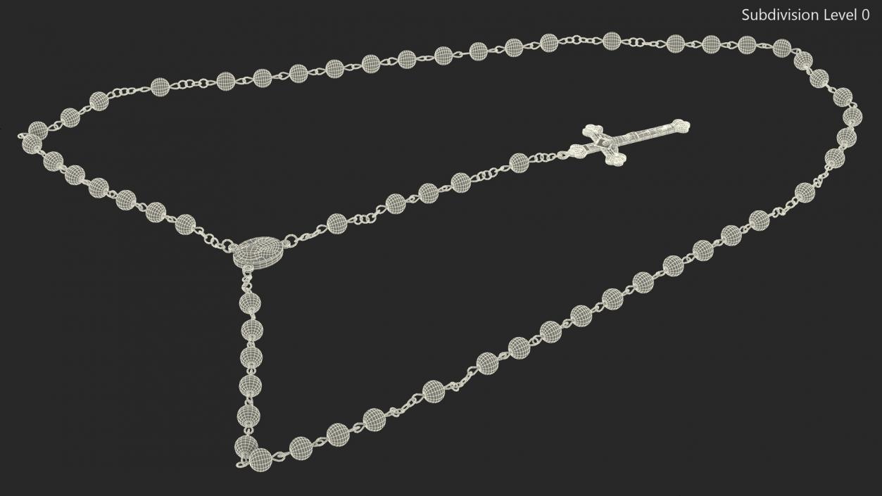 3D model Christian Rosary Beads with Crucifix Red