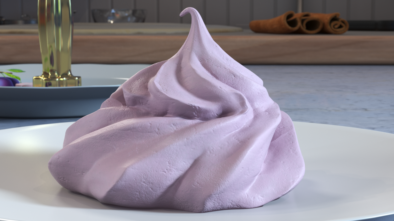 3D model Ice Cream Cone Meringue Cookie Pink