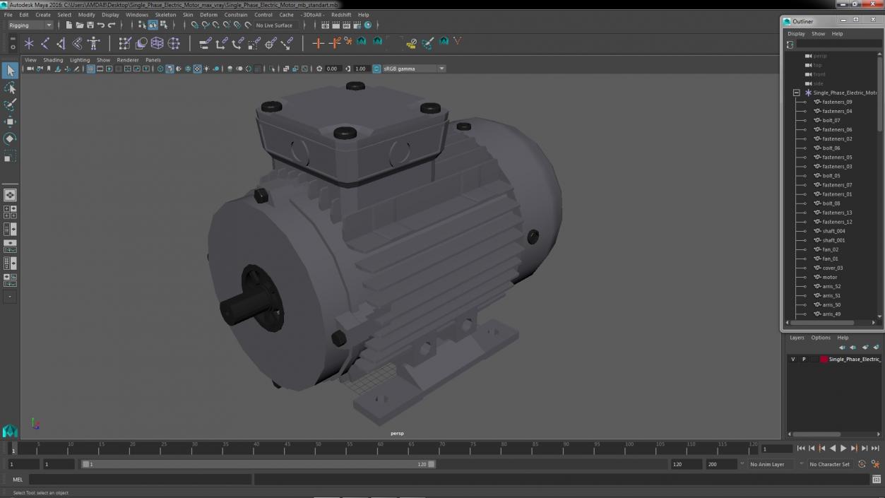 Single Phase Electric Motor 3D