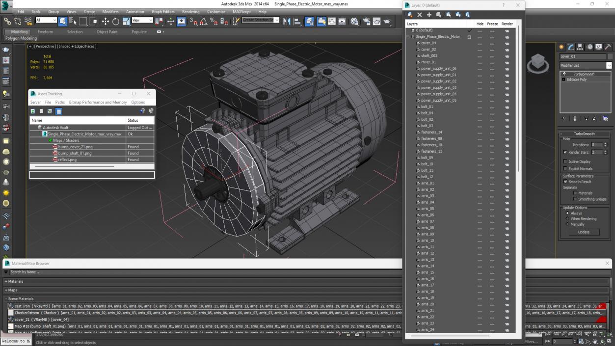 Single Phase Electric Motor 3D