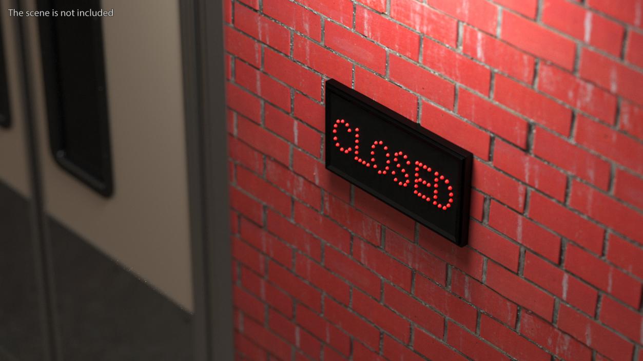 Red LED Light Business Sign Closed ON 3D