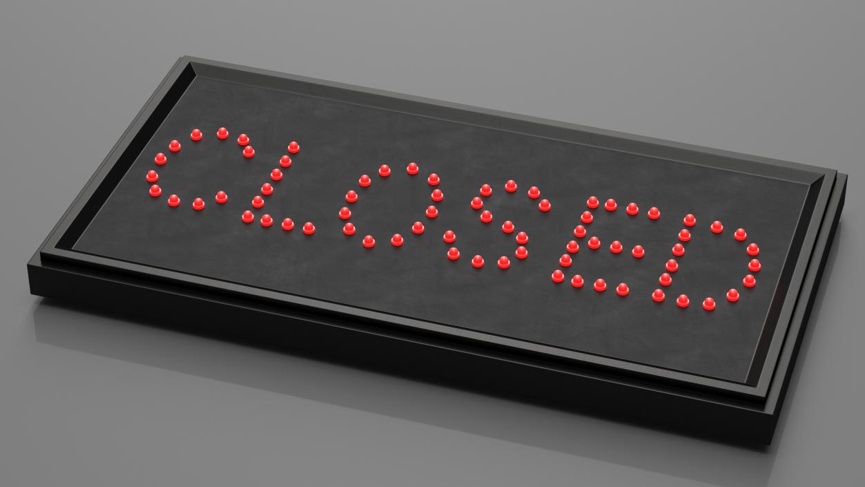 Red LED Light Business Sign Closed ON 3D