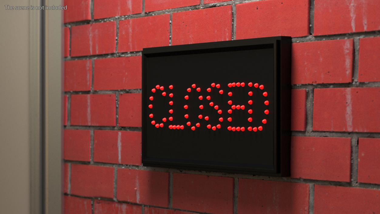 Red LED Light Business Sign Closed ON 3D